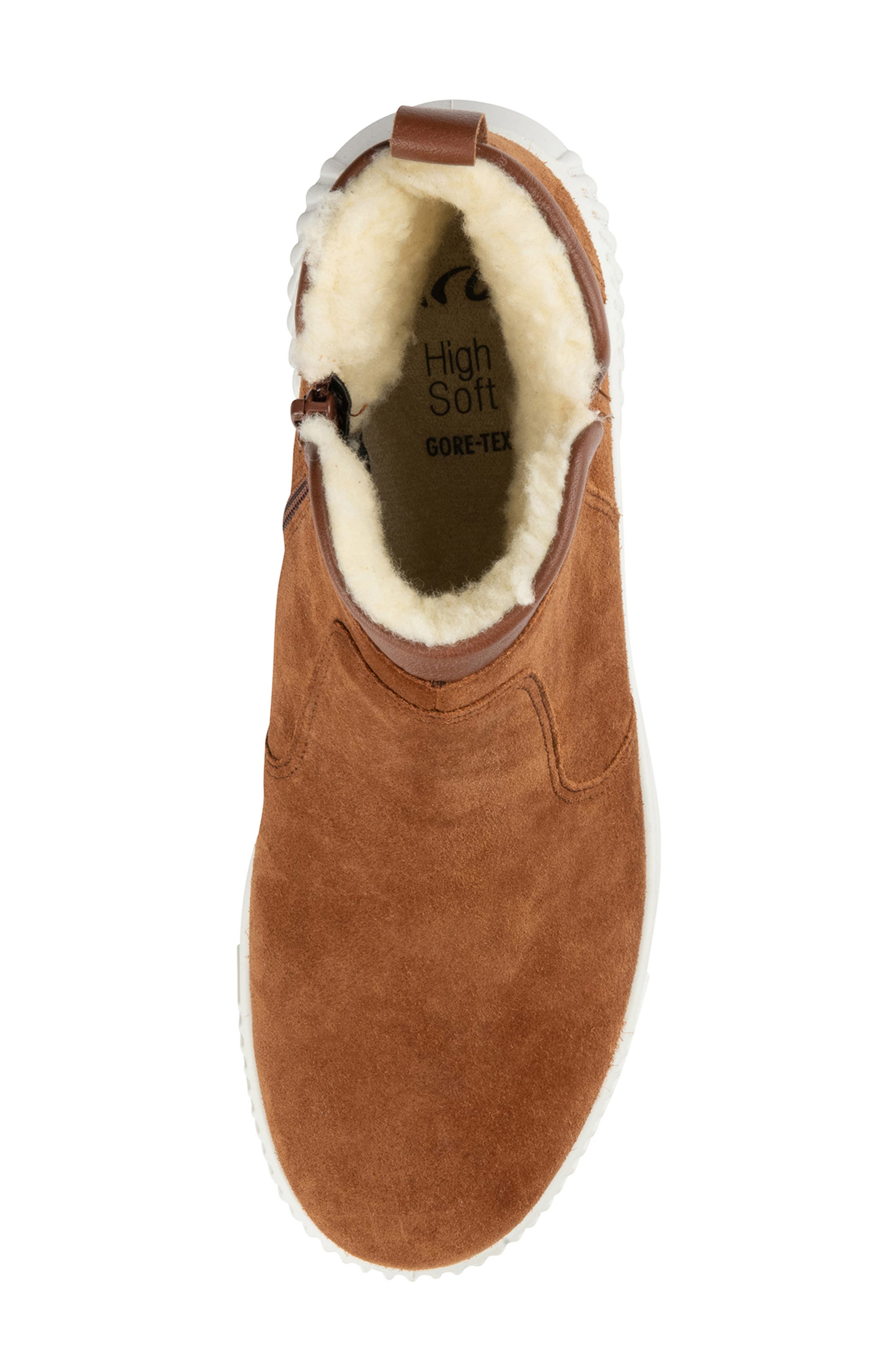 ara Dahlia Waterproof Faux Fur Lined Sneaker, Alternate, color, Brown