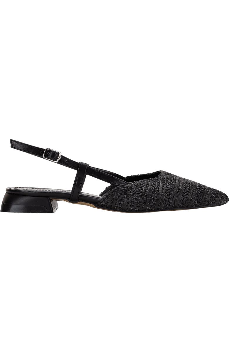 Prologue Shoes Riley Woven Slingback Flats, Alternate, color, Black Faux Leather