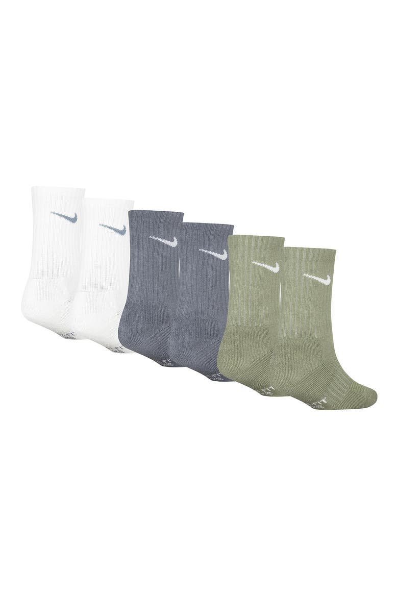 Kids' Basic Swoosh Performance Crew Socks, Alternate, color, LIGHT BONE