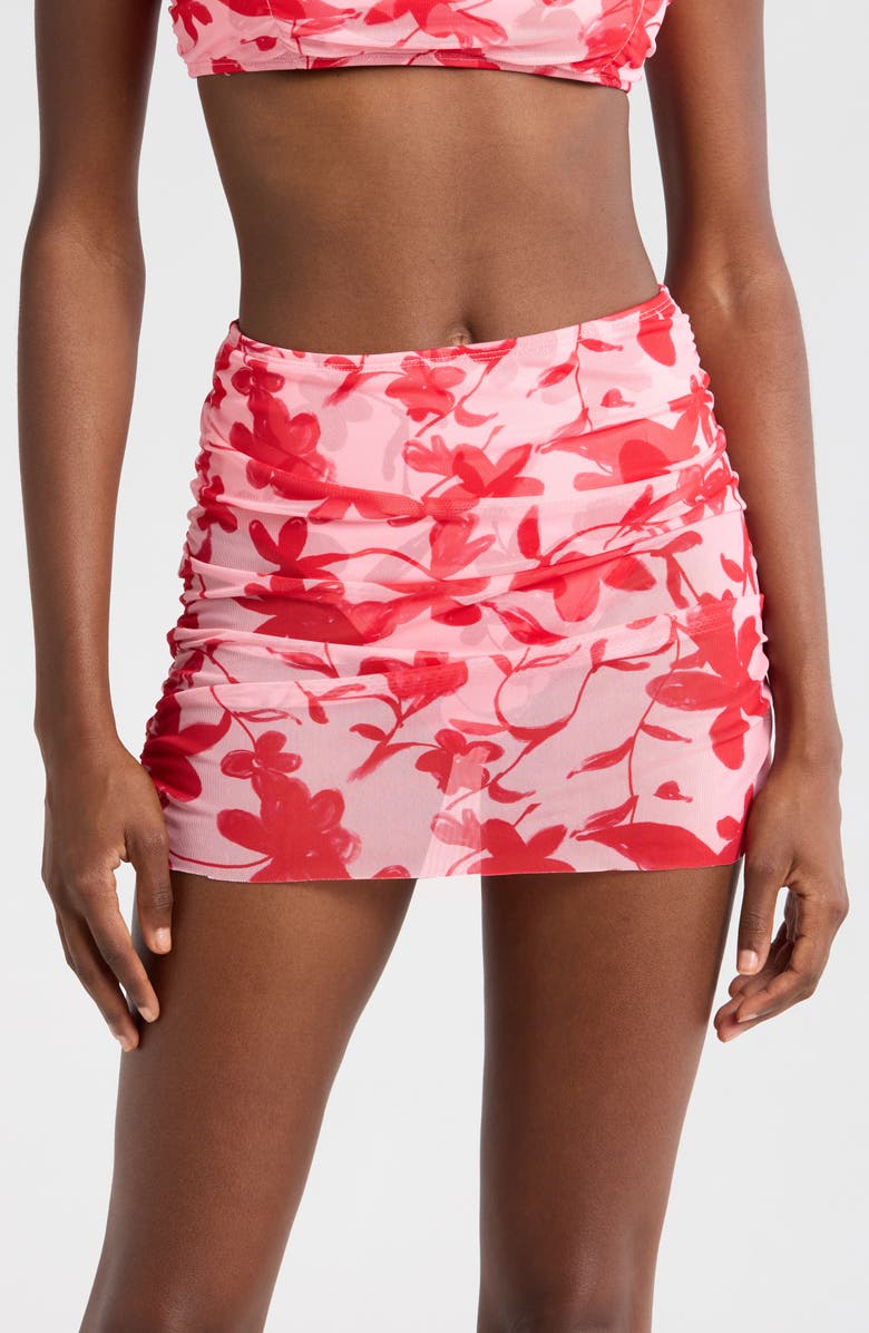 Hutch Tawnie Skirted Bikini Bottoms, Main, color, Lipstick Optimistic Floral