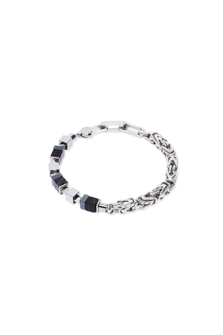 Bracelet Fusion Snake Chain Black-Silver, Main, color, Silver