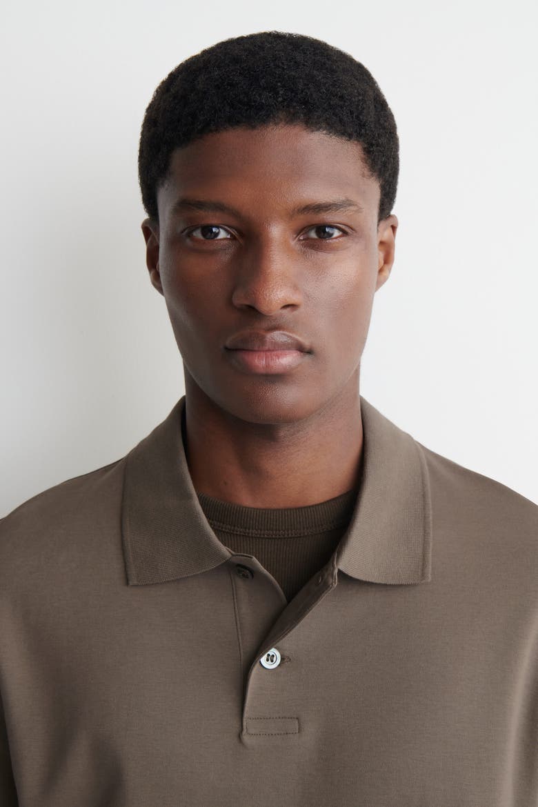 Interlock Cotton Polo Shirt, Alternate, color, DARK BEIGE