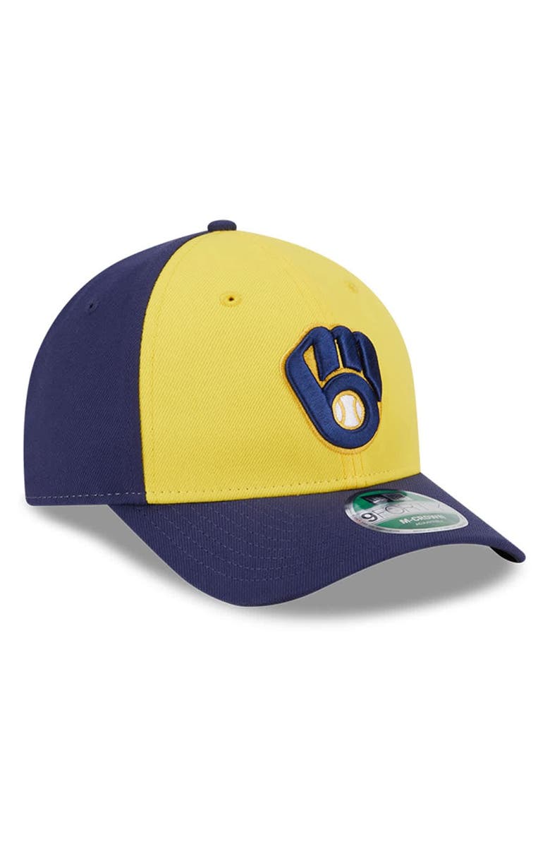 New Era Men's New Era Gold/Navy Milwaukee Brewers Player Replica 9FORTY Adjustable Hat, Alternate, color, Gold