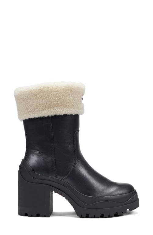 Hunter Marisol Waterproof Faux Shearling Cuff Bootie In Black