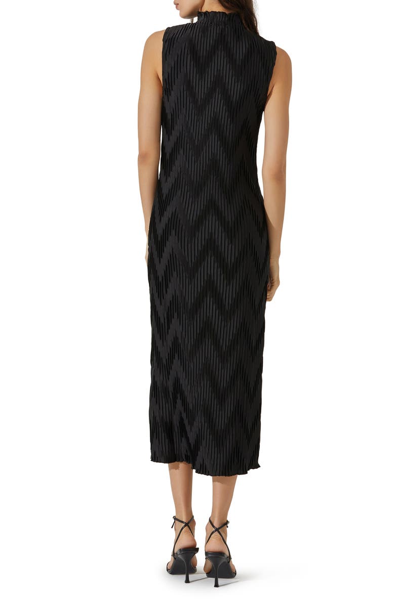 ASTR the Label Zigzag Plissé Mock Neck Midi Dress, Alternate, color, 