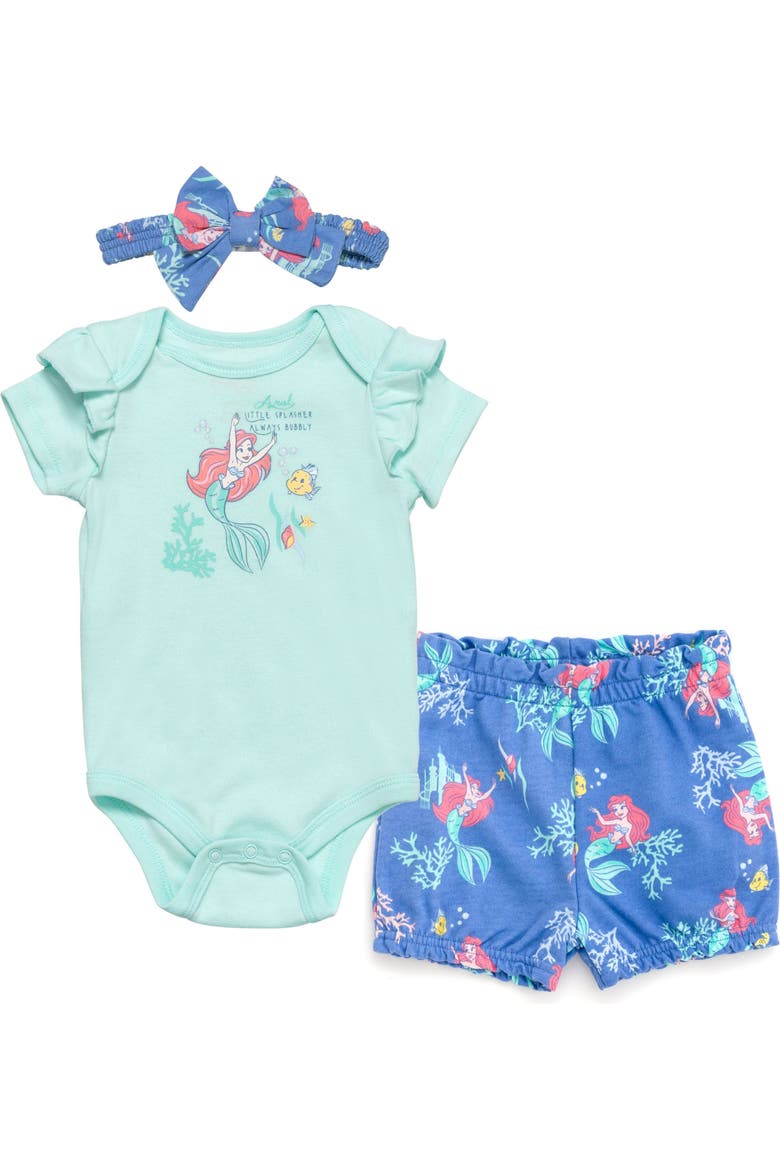 Princess Bodysuit And Shorts Set (baby), Main, color, Ariel Flounder Blue