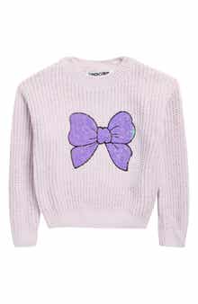 Vigoss Kids' Sequin Bow Matte Chenille Sweater