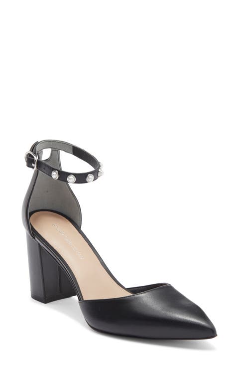 Faux Pearl Block Heel Pump (Women)