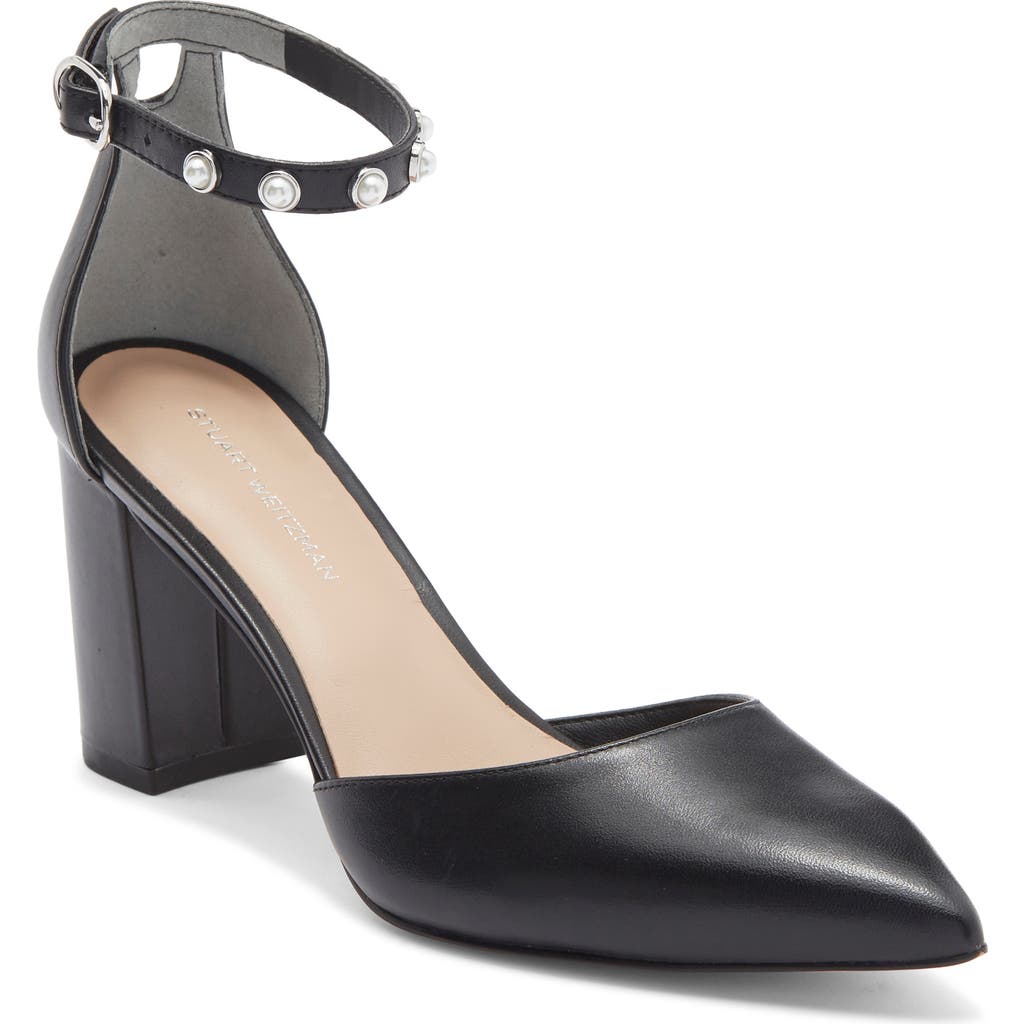 Stuart Weitzman Faux Pearl Block Heel Pump