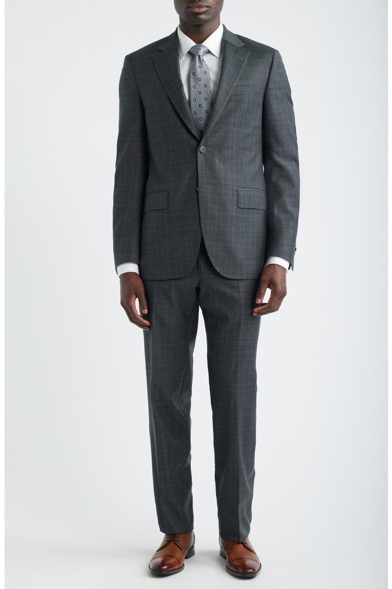 Flynn Classic Fit Charcoal Plaid Wool Suit, Main, color, CHARCOAL