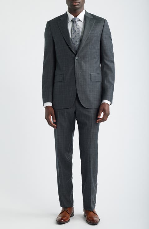 Flynn Classic Fit Charcoal Plaid Wool Suit
