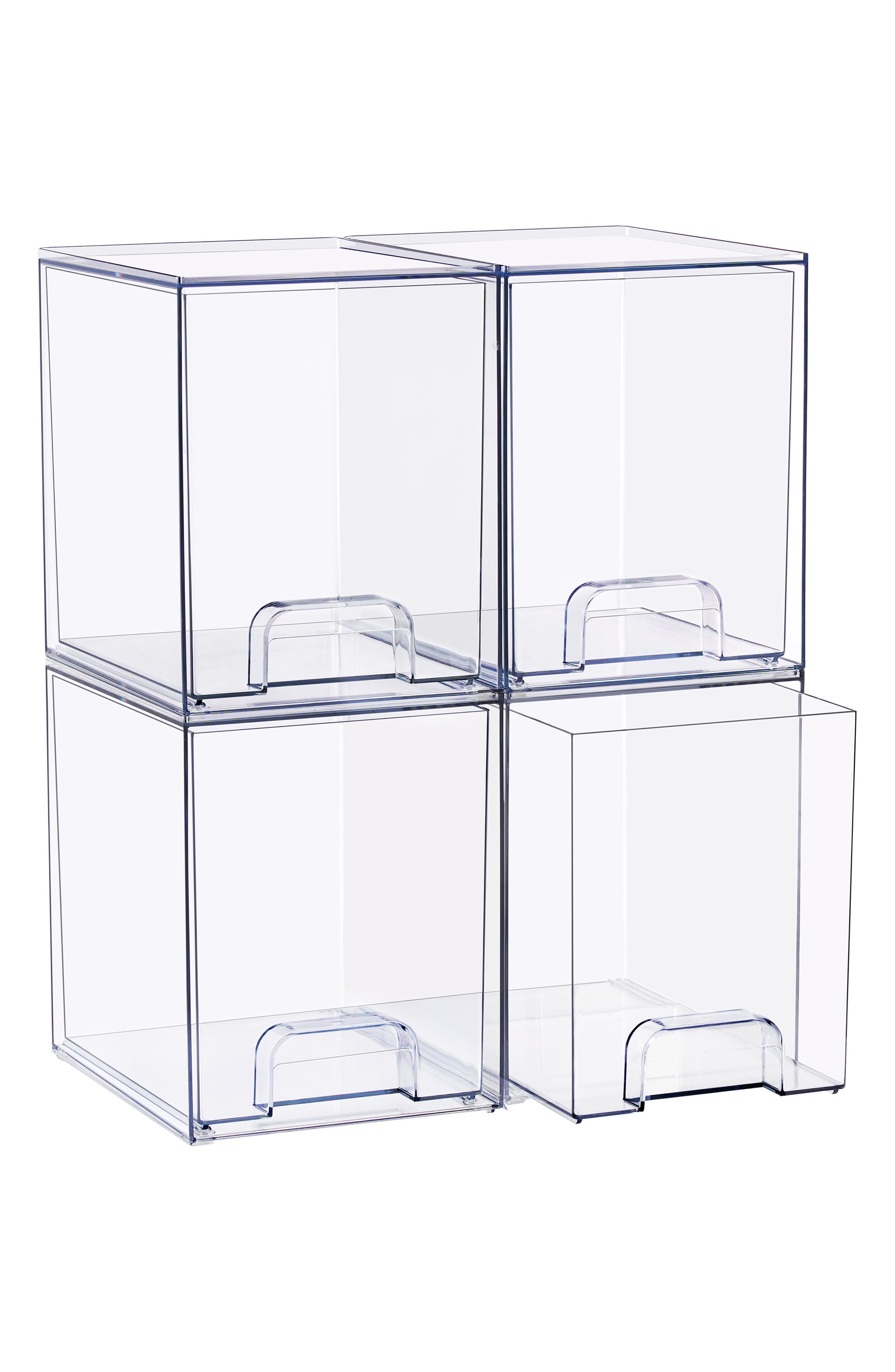 Set of 4 Stackable Clear Acrylic Drawers