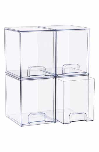 Set of 4 Stackable Clear Acrylic Drawers