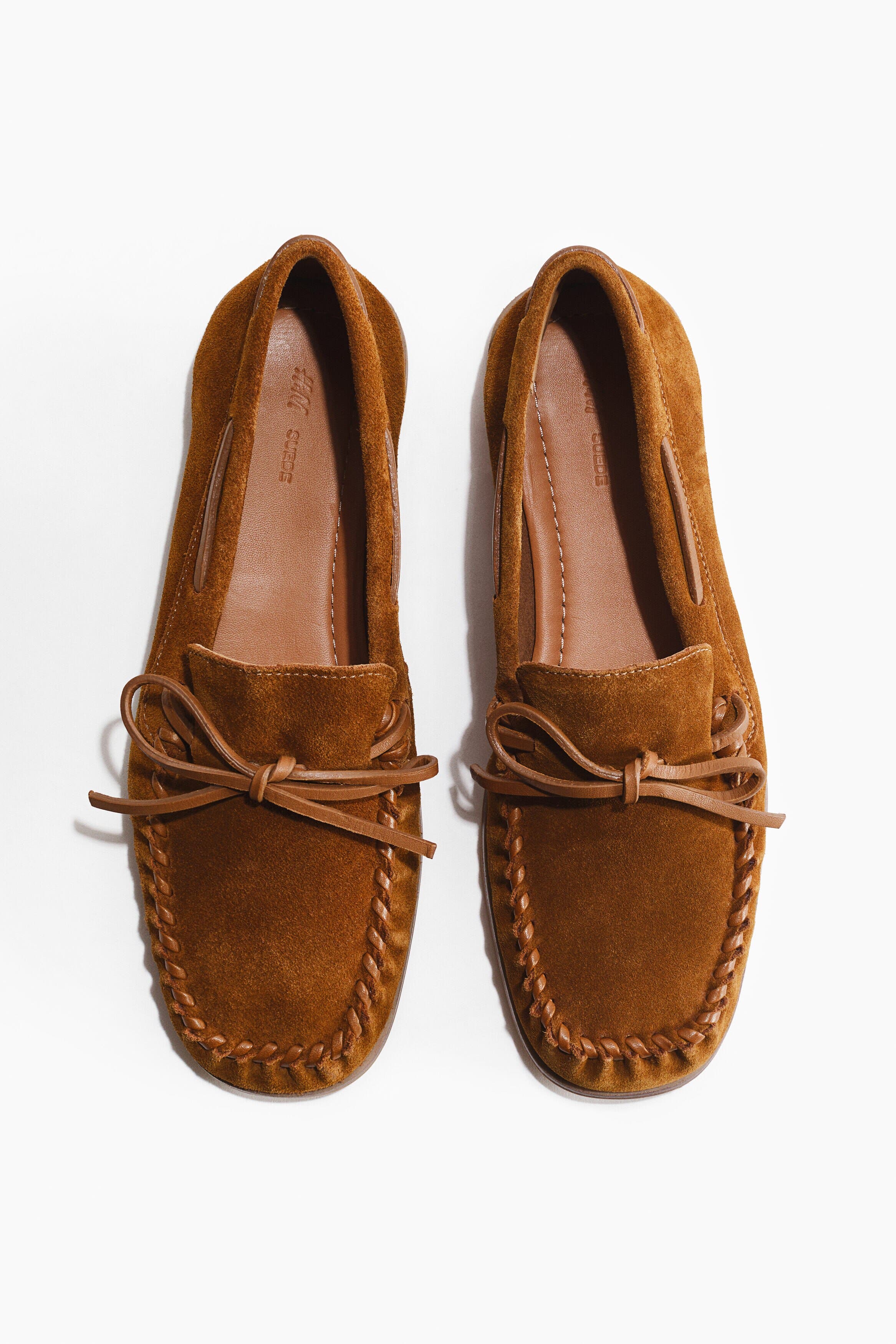H&M Split Suede Loafers, Alternate, color, Light Brown