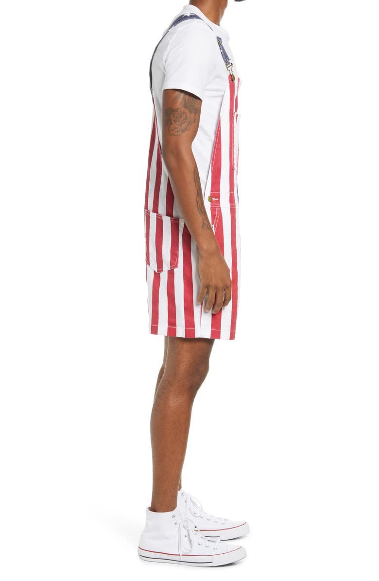 Chubbies Men's The Chubberalls 2.0 American Flag Denim Overalls, Alternate, color, 