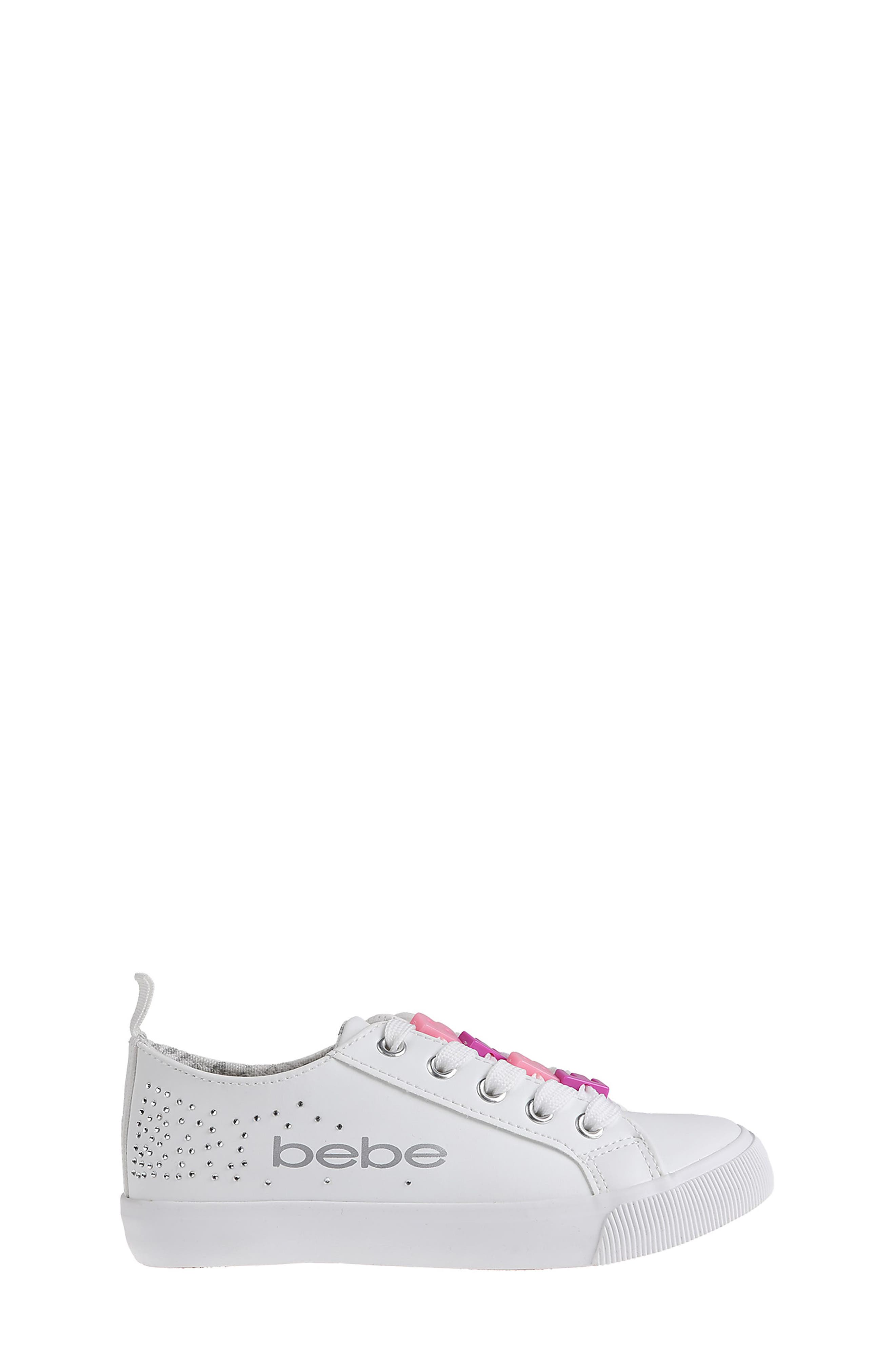 bebe Kids' Rhinestone Charm Sneaker, Alternate, color, White