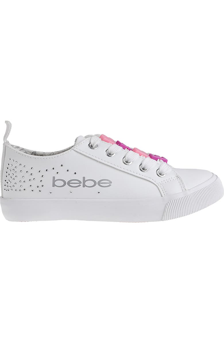 bebe Kids' Rhinestone Charm Sneaker, Alternate, color, White