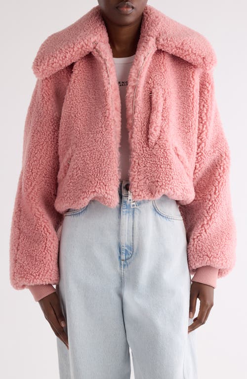 Givenchy Crop Faux Shearling Bomber Jacket In Pink