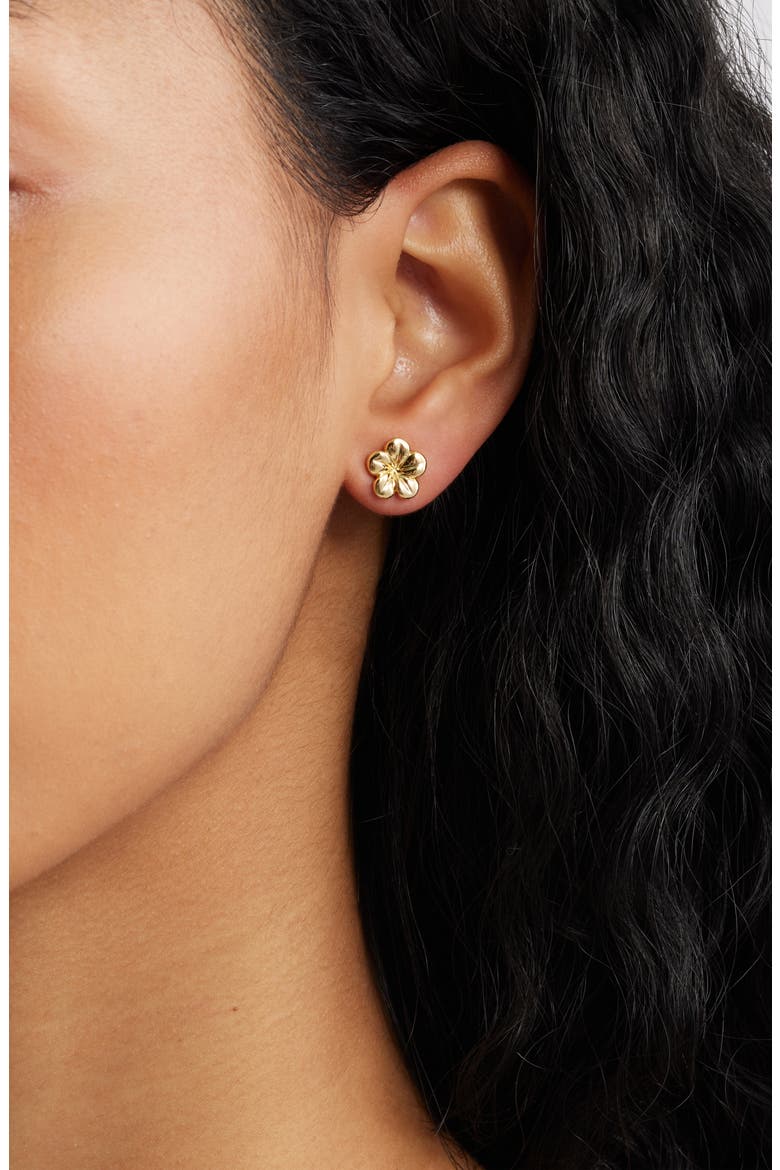 Melia Plumeria Stud Earrings, Alternate, color, GOLD