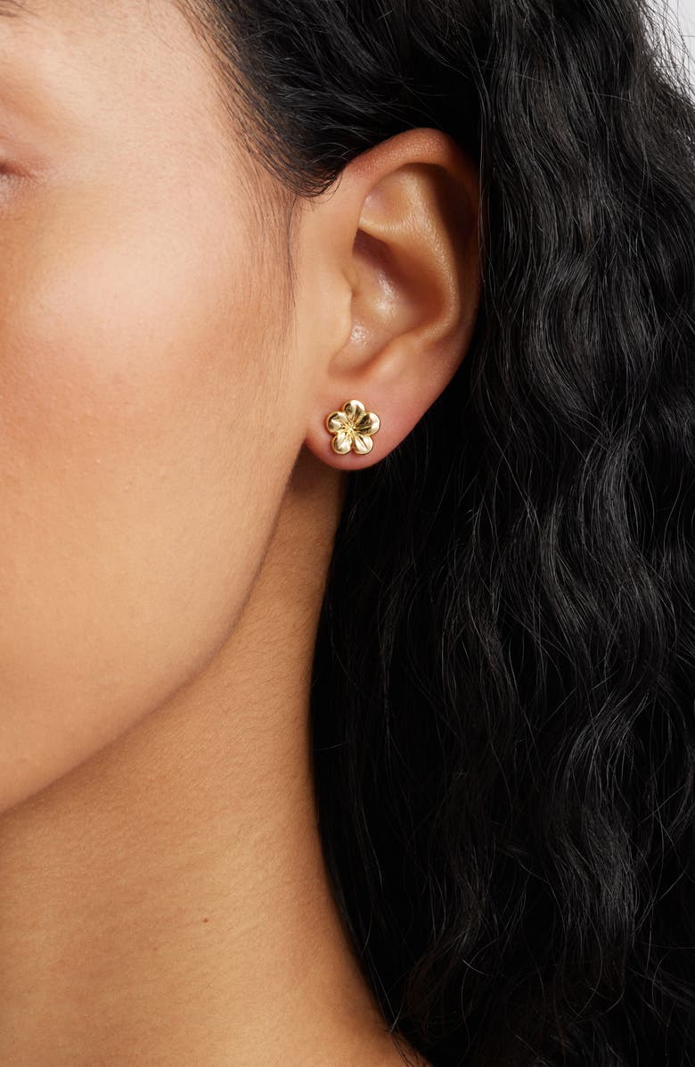 Kiara by Ki-Ele Melia Plumeria Stud Earrings, Alternate, color, Gold