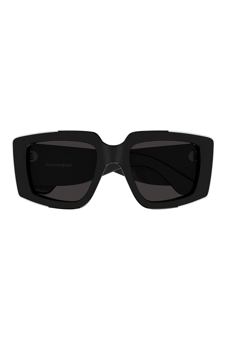 51mm Geometric Sunglasses, Main, color, BLACK
