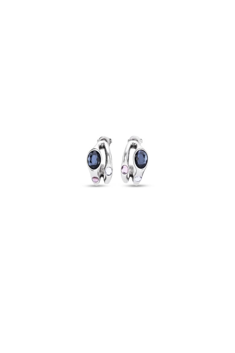 Leather Drop Earrings with Two Small Hearts, Main, color, Silver