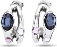 UNODE50 Leather Drop Earrings with Two Small Hearts