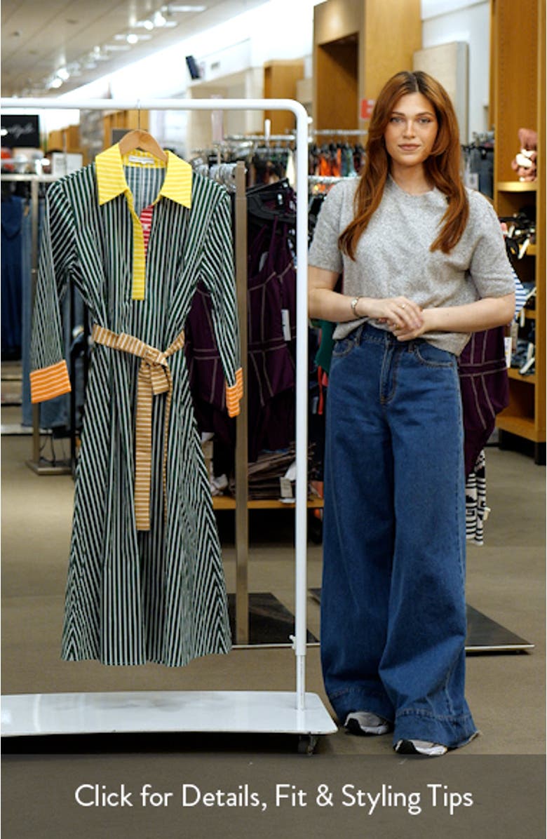 Colorblock Detail Stripe Cotton Shirtdress, sales video thumbnail