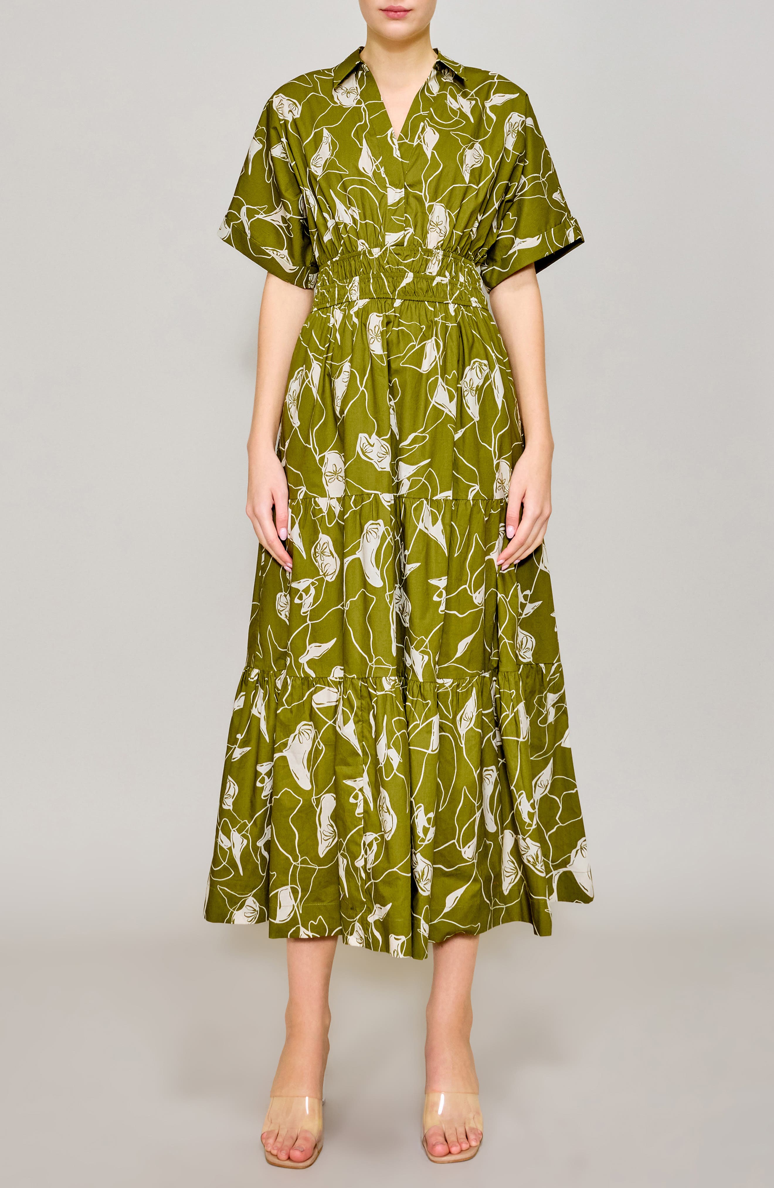 floral midi fit and flare dress Chiffon Floral Midi Halter Dress | Fit and Flare
