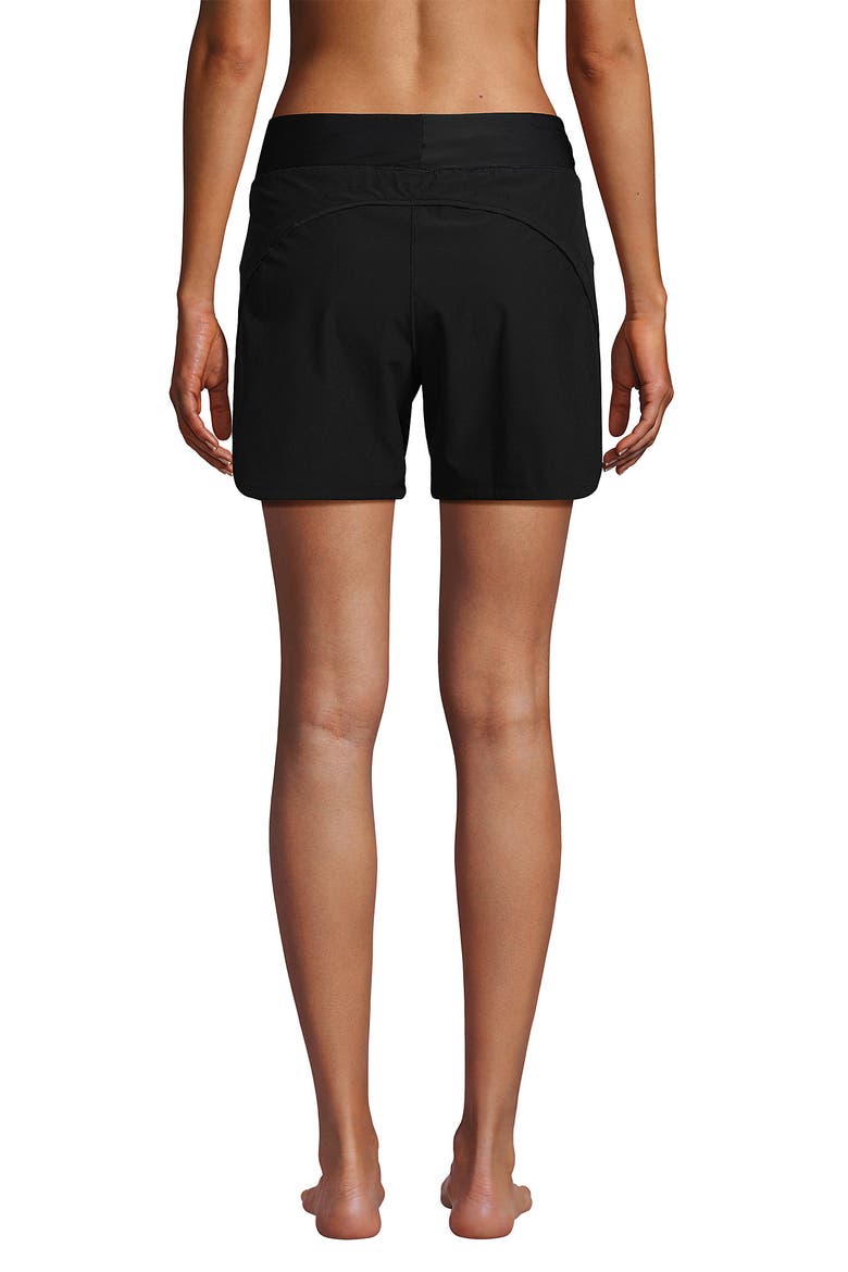 5" Quick Dry Elastic Waist Board Shorts Swim Cover-up Shorts with Panty, Alternate, color, Black