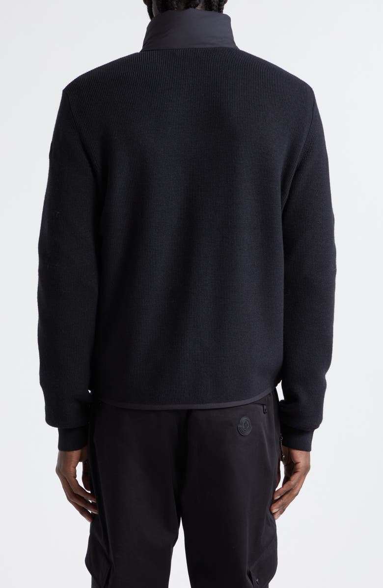 Moncler Quilted Mixed Media Virgin Wool Blend Down Jacket, Alternate, color,