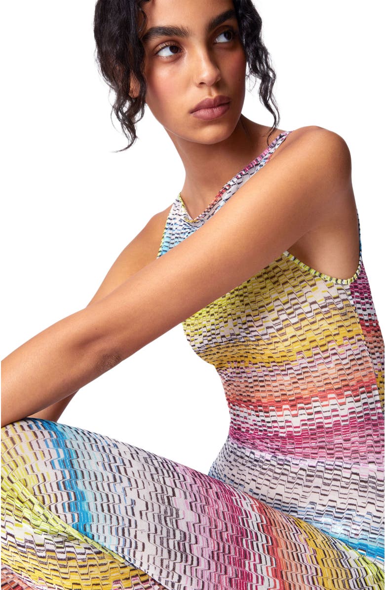 Missoni Long Sleeveless Dress In Printed Tulle, Alternate, color, 
