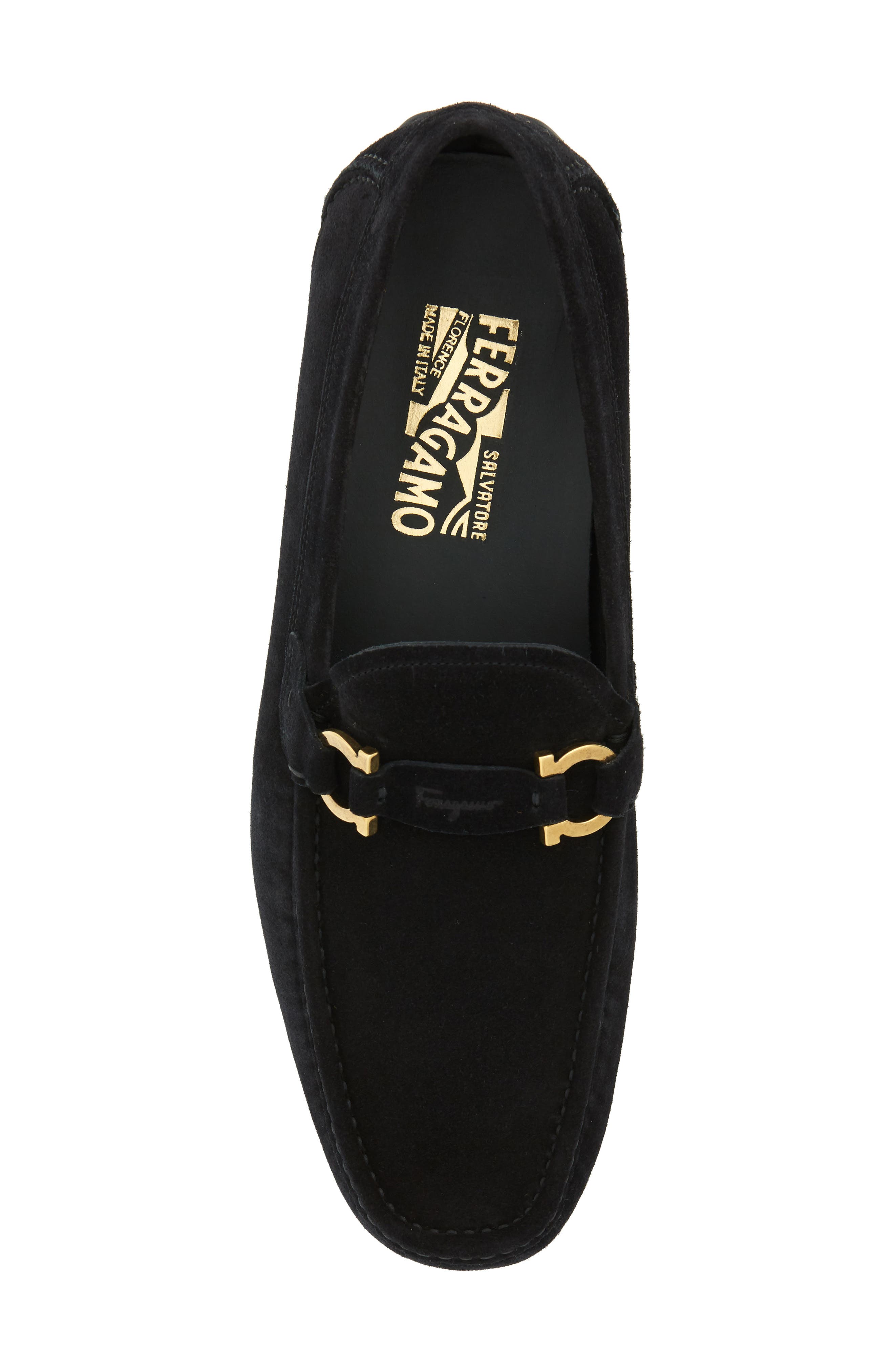 Salvatore Ferragamo Teddy Driving Shoe, Alternate, color, BLACK SUEDE