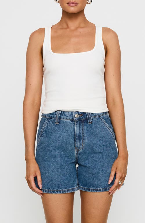 Princess Polly Lou Denim Carpenter Shorts in Mid Wash 