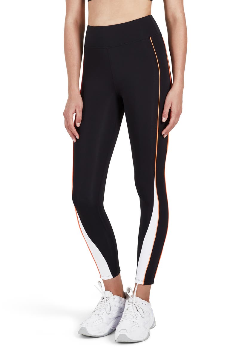 Jack Run Leggings, Alternate, color, BLACK WHITE AND FLURO ORANGE