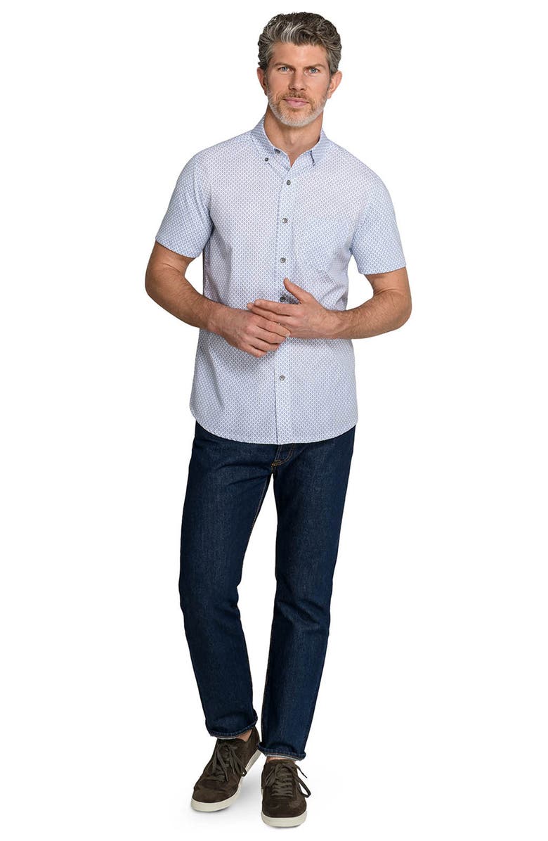 W.R.K Raindrop Reworked Short Sleeve Button-Up Shirt, Alternate, color, White/ Blue