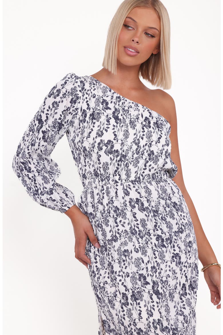 Pontee One-Shoulder Pleated Maxi Dress, Alternate, color, NAVY FLORAL