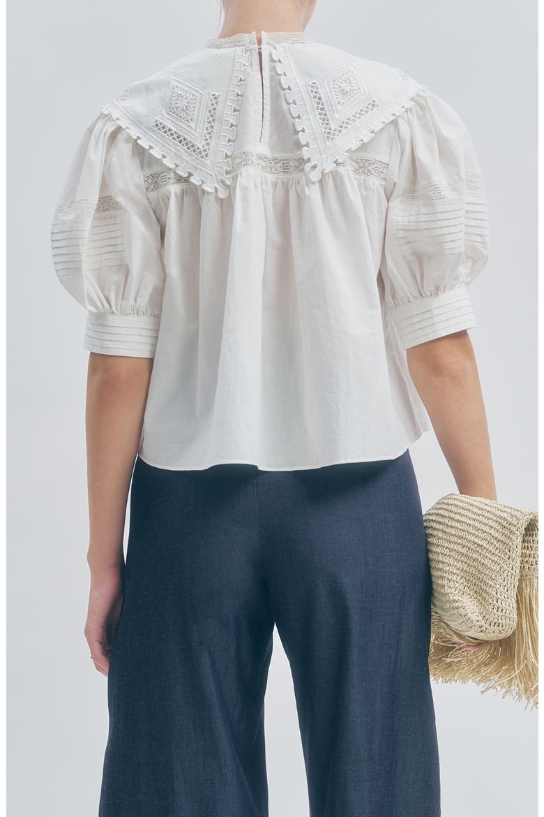 Ariel Oversized Collar Cotton Top, Alternate, color, WHITE