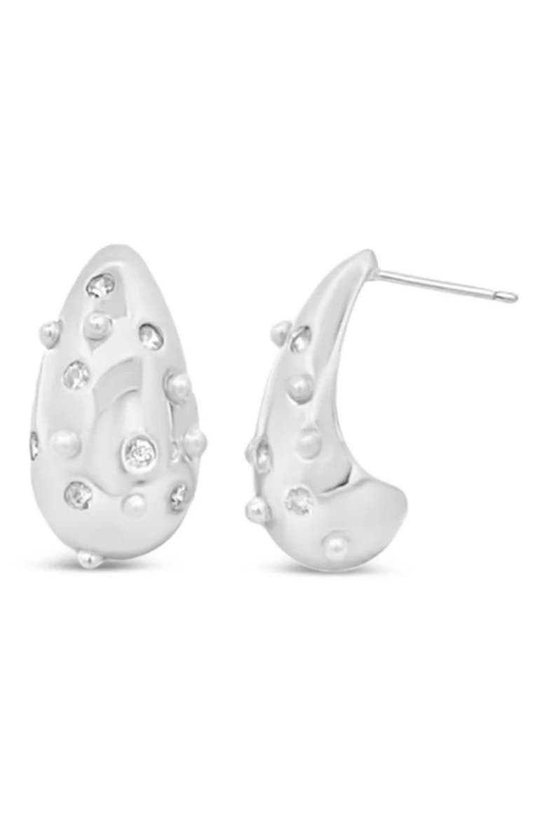 x SHARINA Crystal & Faux Pearl Teardrop Earrings, Main, color, SILVER