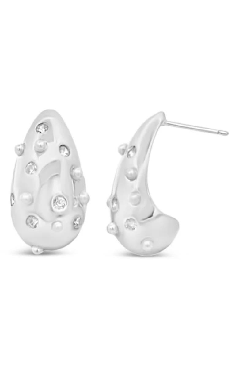 MacRae & Co. Crystal & Faux Pearl Teardrop Earrings, Main, color, Silver