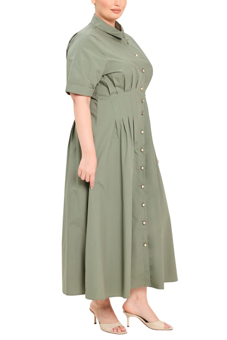 Button Down Midi Dress, Alternate, color, OLIVE