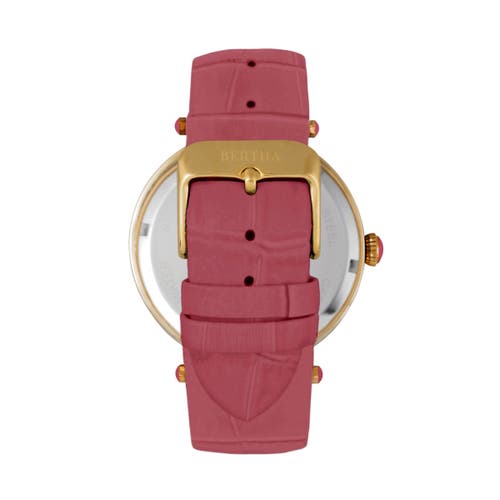 Bertha Quartz Camilla Collection Coral Leather Watch 38mm In Coral