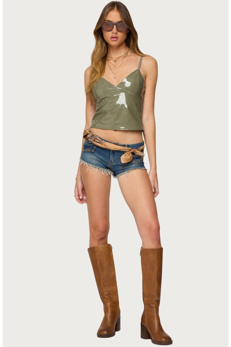 Carmie Vinyl Camisole, Alternate, color, OLIVE