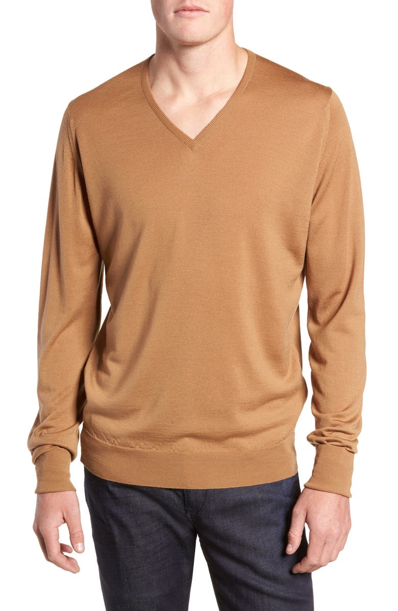 John Smedley 'Bobby' Easy Fit V Neck Wool Sweater, Main, color,