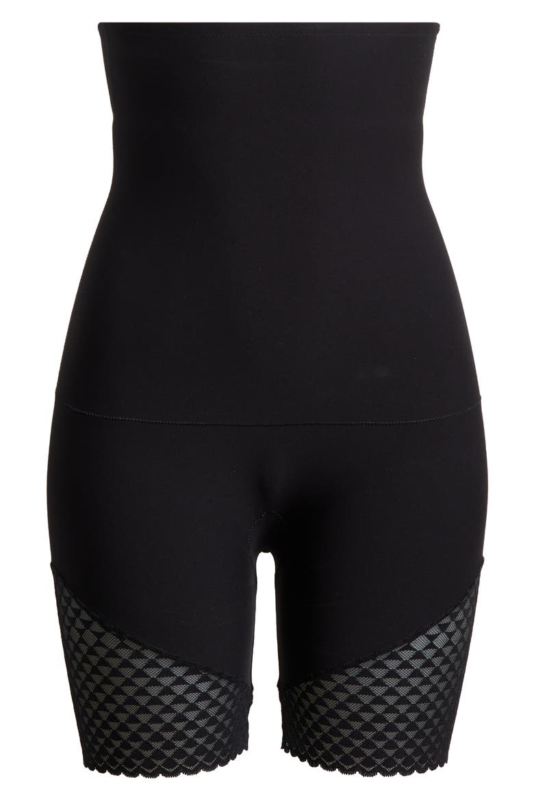 Subtile High Waist Shaper Shorts, Main, color, BLACK