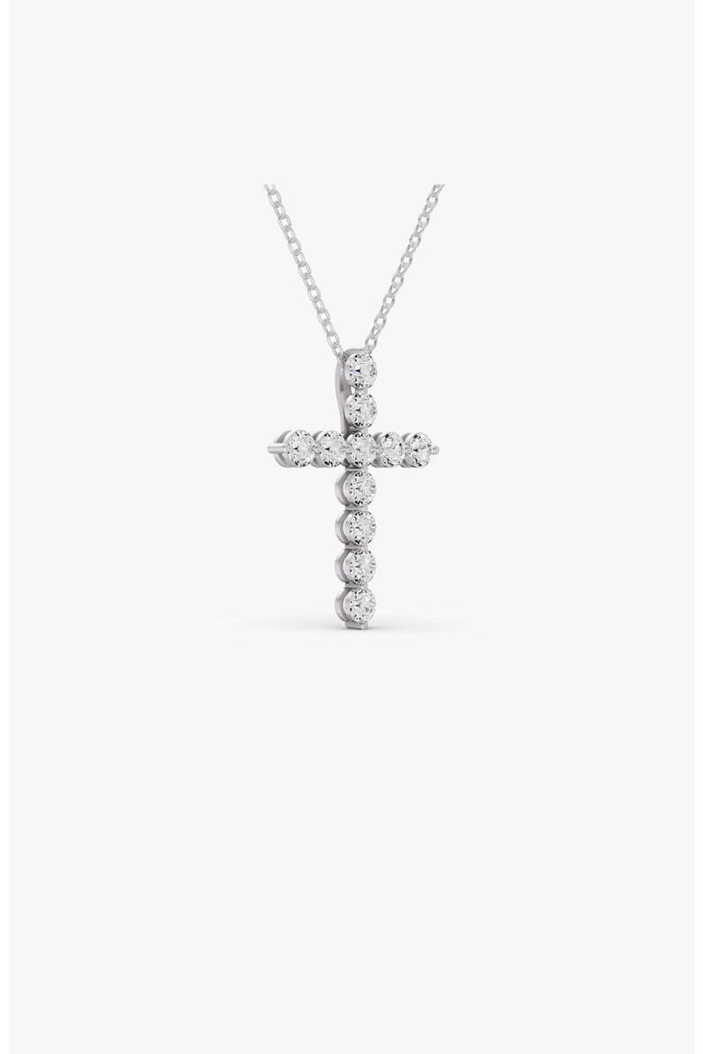 14K Gold Necklace 2.5 ct Sereia's Cross Pendant with Lab Diamonds, Alternate, color, White Gold
