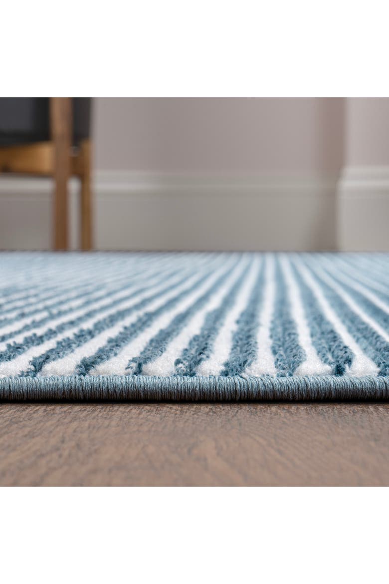 Cole Modern Minimalist Pinstripe High-Low Area Rug, Alternate, color, Blue/White