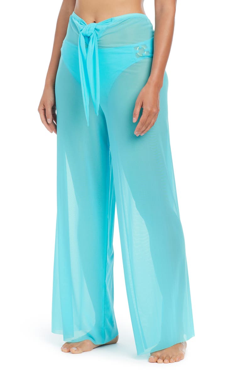 BLEU by Rod Beattie Be Transparent Tie Front Cover-Up Pants, Main, color, Lagunita