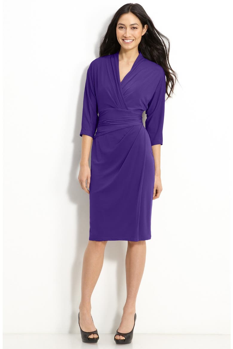 Faux Wrap Jersey Dress, Main, color, PURPLE RAIN