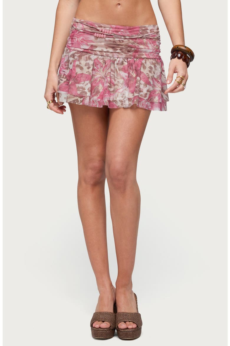 Tessa Floral Ruffle Miniskirt, Main, color, MIX